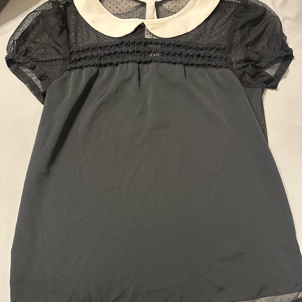 Princess Vera Wang Black Blouse with White Collar